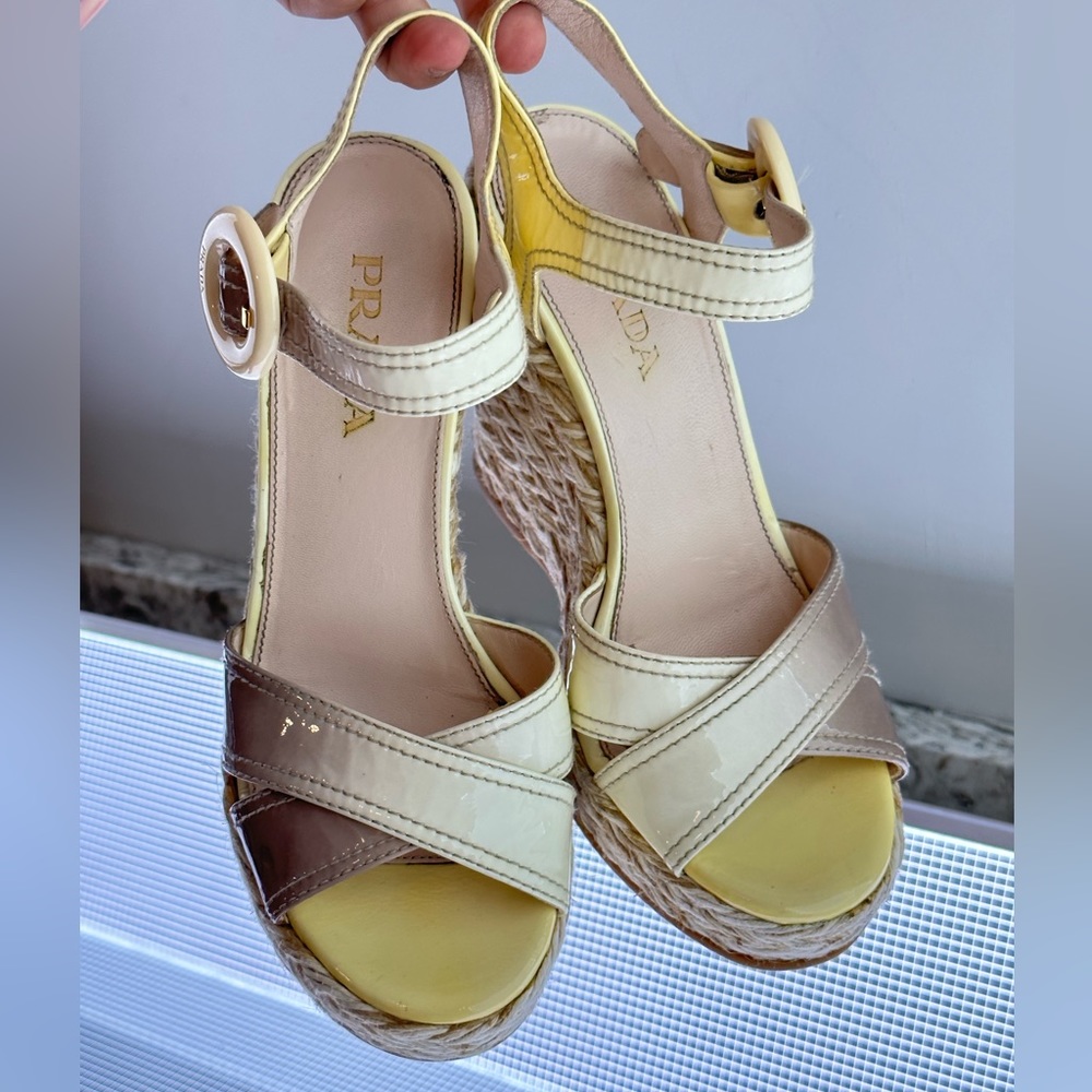 PRADA PATENT PLATFORM HEELS